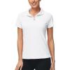 MoFiz Women’s Golf Polo Shirt Short Sleeve UPF 50+ Collared 1/4 Zip Tennis Tops Quick-Dry Lightweight Cooling Athletic Shirt(White)
