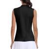 MoFiz Women’s Golf Polo Shirt Sleeveless 1/4 Zip Collarless Tennis Tank Tops Quick-Dry Lightweight Athletic Sport T-Shirt(Black)