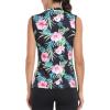 MoFiz Women’s Golf Polo Shirt Sleeveless 1/4 Zip Collarless Tennis Tank Tops Quick-Dry Lightweight Athletic Sport T-Shirt(Black Floral)