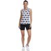 MoFiz Women’s Golf Polo Shirt Sleeveless 1/4 Zip Collarless Tennis Tank Tops Quick-Dry Lightweight Athletic Sport T-Shirt(Gray Black Argyle)