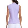 MoFiz Women’s Golf Polo Shirt Sleeveless 1/4 Zip Collarless Tennis Tank Tops Quick-Dry Lightweight Athletic Sport T-Shirt(Light Purple)