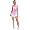 MoFiz Women’s Golf Polo Shirt Sleeveless 1/4 Zip Collarless Tennis Tank Tops Quick-Dry Lightweight Athletic Sport T-Shirt(Rose Pink Argyle)