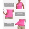 MoFiz Women’s Golf Polo Shirt Sleeveless 1/4 Zip Collarless Tennis Tank Tops Quick-Dry Lightweight Athletic Sport T-Shirt(Rose Red)