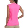 MoFiz Women’s Golf Polo Shirt Sleeveless 1/4 Zip Collarless Tennis Tank Tops Quick-Dry Lightweight Athletic Sport T-Shirt(Rose Red)