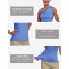 MoFiz Women’s Golf Polo Shirt Sleeveless 1/4 Zip Collarless Tennis Tank Tops Quick-Dry Lightweight Athletic Sport T-Shirt(Sky Blue)