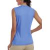 MoFiz Women’s Golf Polo Shirt Sleeveless 1/4 Zip Collarless Tennis Tank Tops Quick-Dry Lightweight Athletic Sport T-Shirt(Sky Blue)