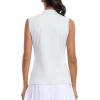 MoFiz Women’s Golf Polo Shirt Sleeveless 1/4 Zip Collarless Tennis Tank Tops Quick-Dry Lightweight Athletic Sport T-Shirt(White)