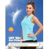 MoFiz Women’s Golf Tennis Polo Shirt Sleeveless 1/4 Zip Collarless Racerback Pickleball Tank Tops Quick Dry Athletic T-Shirt(Sky Blue)