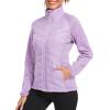 MoFiz Womens Lightweight Insulated Hiking Jacket Fleece Lined Thermal Hybrid Softshell Full Zip Winter Fall Running Coat(Light Purple)