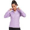 MoFiz Womens Lightweight Insulated Hiking Jacket Fleece Lined Thermal Hybrid Softshell Full Zip Winter Fall Running Coat(Light Purple)