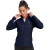 MoFiz Womens Lightweight Insulated Hiking Jacket Fleece Lined Thermal Hybrid Softshell Full Zip Winter Fall Running Coat(Navy Blue)
