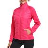 MoFiz Womens Lightweight Insulated Hiking Jacket Fleece Lined Thermal Hybrid Softshell Full Zip Winter Fall Running Coat(Rose Red)