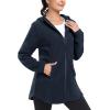MoFiz Women’s Long Polar Fleece Jacket Full Zip Up with Hood Lightweight Soft Fleece Coat for Travel & Winter Athletic Wear(Jacket-navy Blue)