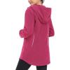 MoFiz Women’s Long Polar Fleece Jacket Full Zip Up with Hood Lightweight Soft Fleece Coat for Travel & Winter Athletic Wear(Jacket-rose Red)