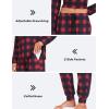 MoFiz Women’s Long Sleeve Pajamas Sets with Plaid Pants Comfy Sleepwear Nightwear 2 Piece Pjs with Pockets(Aa-red Plaid)