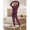 MoFiz Women’s Long Sleeve Pajamas Sets with Plaid Pants Comfy Sleepwear Nightwear 2 Piece Pjs with Pockets(Aa-red Plaid)