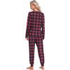 MoFiz Women’s Long Sleeve Pajamas Sets with Plaid Pants Comfy Sleepwear Nightwear 2 Piece Pjs with Pockets(Aa-red Plaid)