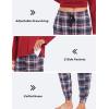 MoFiz Women’s Long Sleeve Pajamas Sets with Plaid Pants Comfy Sleepwear Nightwear 2 Piece Pjs with Pockets(Wine Red)