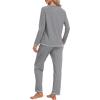 MoFiz Women’s Pajamas Sets Long Sleeve Sleepwear 2 Piece Pjs Lightweight Lounge Set with Pockets(Grey)