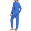 MoFiz Women’s Pajamas Sets Long Sleeve Sleepwear 2 Piece Pjs Lightweight Lounge Set with Pockets(Royal Blue)
