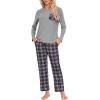 MoFiz Women’s Pajamas Sets Long Sleeve Soft Sleepwear 2 Piece Pjs Lightweight Lounge Set(Plaid 55)