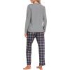 MoFiz Women’s Pajamas Sets Long Sleeve Soft Sleepwear 2 Piece Pjs Lightweight Lounge Set(Plaid 55)