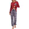MoFiz Women’s Pajamas Sets Long Sleeve Soft Sleepwear 2 Piece Pjs Lightweight Lounge Set(Plaid 57)
