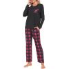 MoFiz Women’s Pajamas Sets Long Sleeve Soft Sleepwear 2 Piece Pjs Lightweight Lounge Set(Plaid 58)