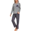 MoFiz Women’s Plaid Pajama Set Long Sleeve, Soft 2-Piece Sleepwear with Pockets Cozy PJs & Loungewear for Holiday, Christmas(55-black Plaid)