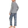 MoFiz Women’s Plaid Pajama Set Long Sleeve, Soft 2-Piece Sleepwear with Pockets Cozy PJs & Loungewear for Holiday, Christmas(56-blue Plaid)