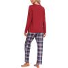 MoFiz Women’s Plaid Pajama Set Long Sleeve, Soft 2-Piece Sleepwear with Pockets Cozy PJs & Loungewear for Holiday, Christmas(57-pink Plaid)