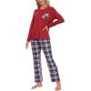 MoFiz Women’s Plaid Pajama Set Long Sleeve, Soft 2-Piece Sleepwear with Pockets Cozy PJs & Loungewear for Holiday, Christmas(57-pink Plaid)