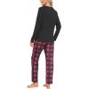 MoFiz Women’s Plaid Pajama Set Long Sleeve, Soft 2-Piece Sleepwear with Pockets Cozy PJs & Loungewear for Holiday, Christmas(58-red Plaid)