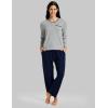 MoFiz Women’s Plaid Pajama Set Long Sleeve, Soft 2-Piece Sleepwear with Pockets Cozy PJs & Loungewear for Holiday, Christmas(Light Gray Top & Navy Blue Pants Set)