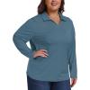 MoFiz Women’s Plus Size Golf Long Sleeve Polo Shirts V Neck Workout Casual Loose Fit Tops XL-5XL(Blue)