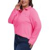 MoFiz Women’s Plus Size Golf Long Sleeve Polo Shirts V Neck Workout Casual Loose Fit Tops XL-5XL(Rose-red)