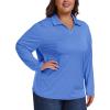 MoFiz Women’s Plus Size Golf Long Sleeve Polo Shirts V Neck Workout Casual Loose Fit Tops XL-5XL(Sky-blue)