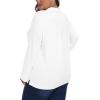 MoFiz Women’s Plus Size Golf Long Sleeve Polo Shirts V Neck Workout Casual Loose Fit Tops XL-5XL(White)