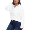 MoFiz Women’s Plus Size Golf Long Sleeve Polo Shirts V Neck Workout Casual Loose Fit Tops XL-5XL(White)