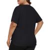 MoFiz Women’s Plus Size Workout Tops Short Sleeve Running Shirts UPF 50+ Hiking T-Shirts Quick Dry Athletic Top(Black)