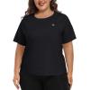 MoFiz Women’s Plus Size Workout Tops Short Sleeve Running Shirts UPF 50+ Hiking T-Shirts Quick Dry Athletic Top(Black)