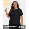 MoFiz Women’s Plus Size Workout Tops Short Sleeve Running Shirts UPF 50+ Hiking T-Shirts Quick Dry Athletic Top(Black)