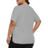 MoFiz Women’s Plus Size Workout Tops Short Sleeve Running Shirts UPF 50+ Hiking T-Shirts Quick Dry Athletic Top(Light Grey)