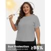 MoFiz Women’s Plus Size Workout Tops Short Sleeve Running Shirts UPF 50+ Hiking T-Shirts Quick Dry Athletic Top(Light Grey)
