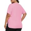 MoFiz Women’s Plus Size Workout Tops Short Sleeve Running Shirts UPF 50+ Hiking T-Shirts Quick Dry Athletic Top(Pink)