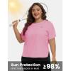 MoFiz Women’s Plus Size Workout Tops Short Sleeve Running Shirts UPF 50+ Hiking T-Shirts Quick Dry Athletic Top(Pink)