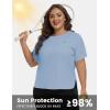 MoFiz Women’s Plus Size Workout Tops Short Sleeve Running Shirts UPF 50+ Hiking T-Shirts Quick Dry Athletic Top(Sky Blue)