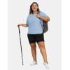 MoFiz Women’s Plus Size Workout Tops Short Sleeve Running Shirts UPF 50+ Hiking T-Shirts Quick Dry Athletic Top(Sky Blue)