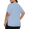MoFiz Women’s Plus Size Workout Tops Short Sleeve Running Shirts UPF 50+ Hiking T-Shirts Quick Dry Athletic Top(Sky Blue)
