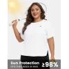 MoFiz Women’s Plus Size Workout Tops Short Sleeve Running Shirts UPF 50+ Hiking T-Shirts Quick Dry Athletic Top(White)